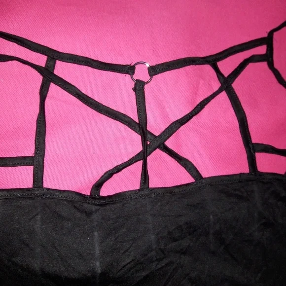 Plus Size Black or White Strappy Bralette Crop Top - Picture 7 of 8